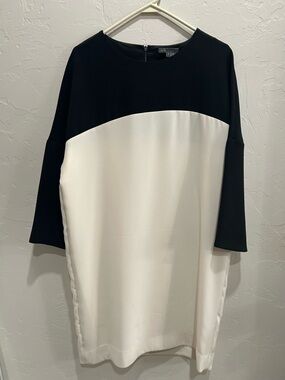 Vince Black and White Long-Sleeve Shift Dress